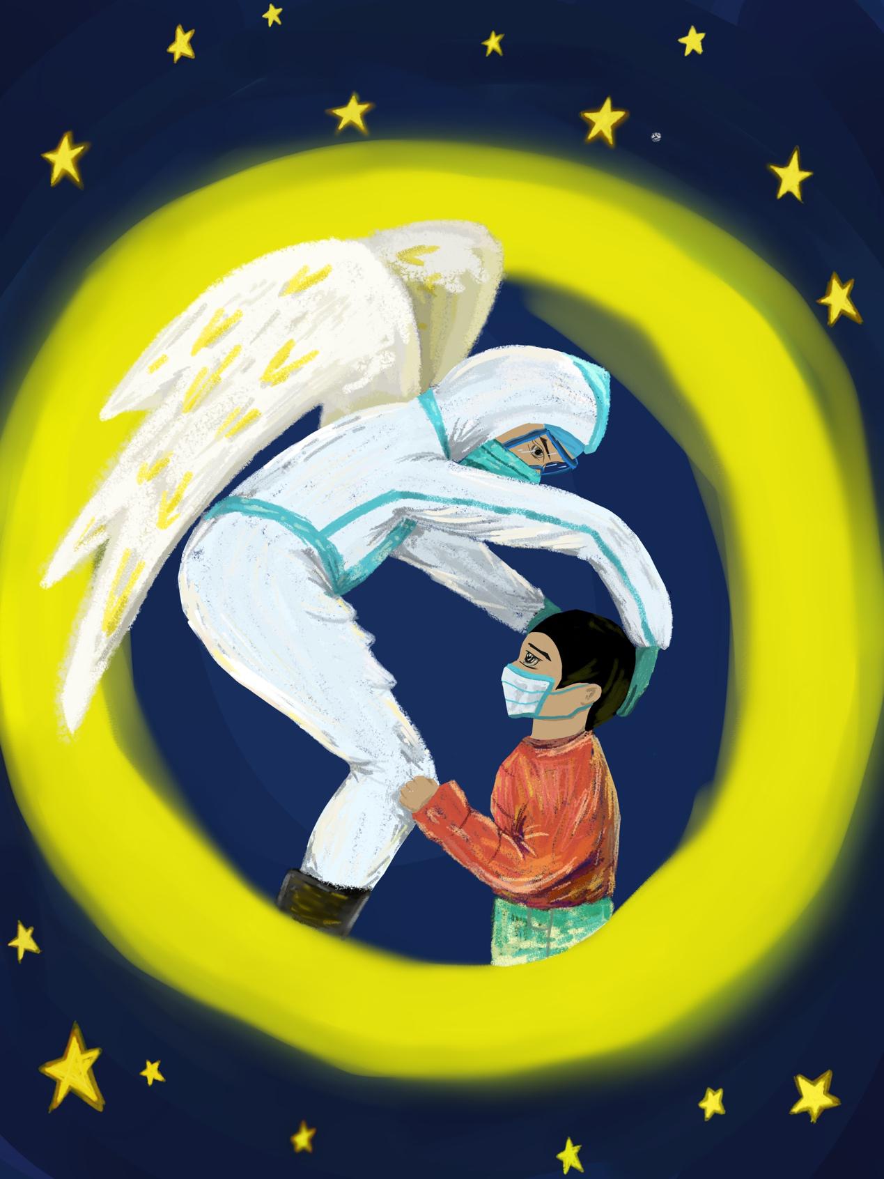 何倩《天使守护》插画2019级环境设计一班.jpg 何倩《天使守护》插画2019级环境设计一班.jpg