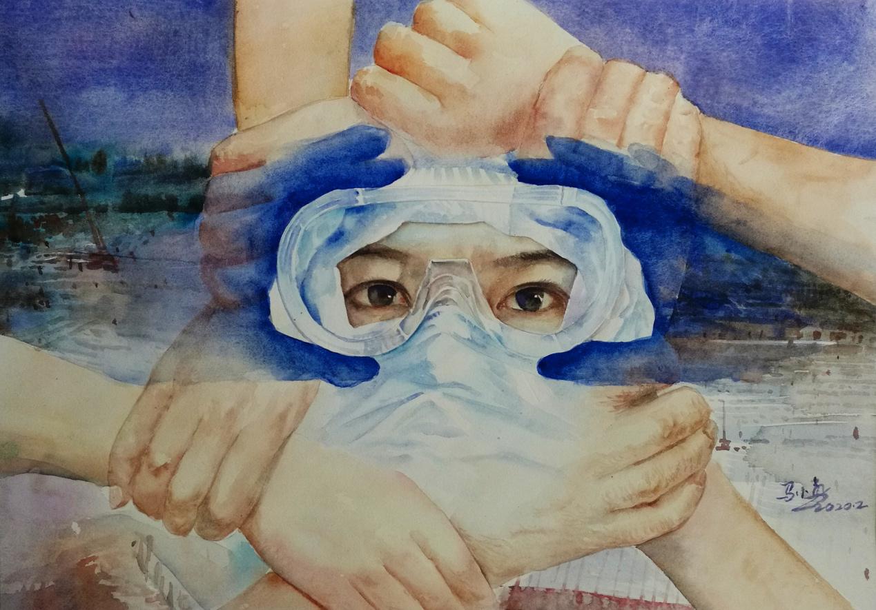 马小勇 《众志成城》水彩画.jpg 马小勇 《众志成城》水彩画.jpg